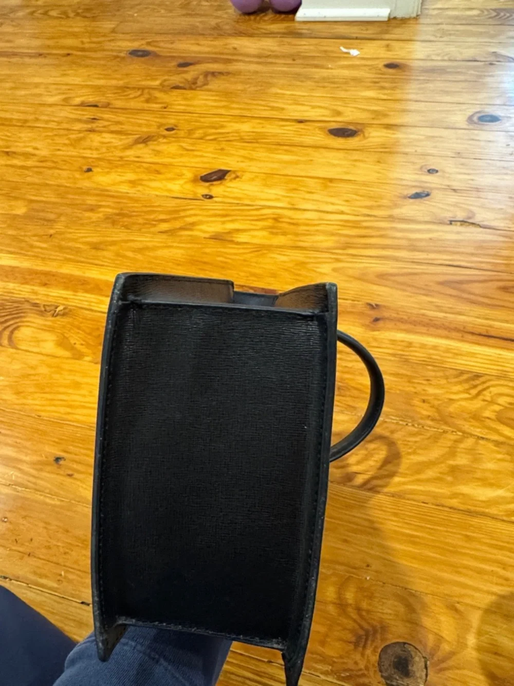 Structured Black Mini Top-Handle Bag with Gold Closure - Picture 6 of 6